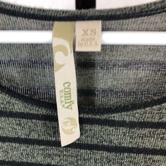 Comfy USA Striped Tunic Size XS Olive Black 3/4 Sleeve #d41 - Picture 3 of 5